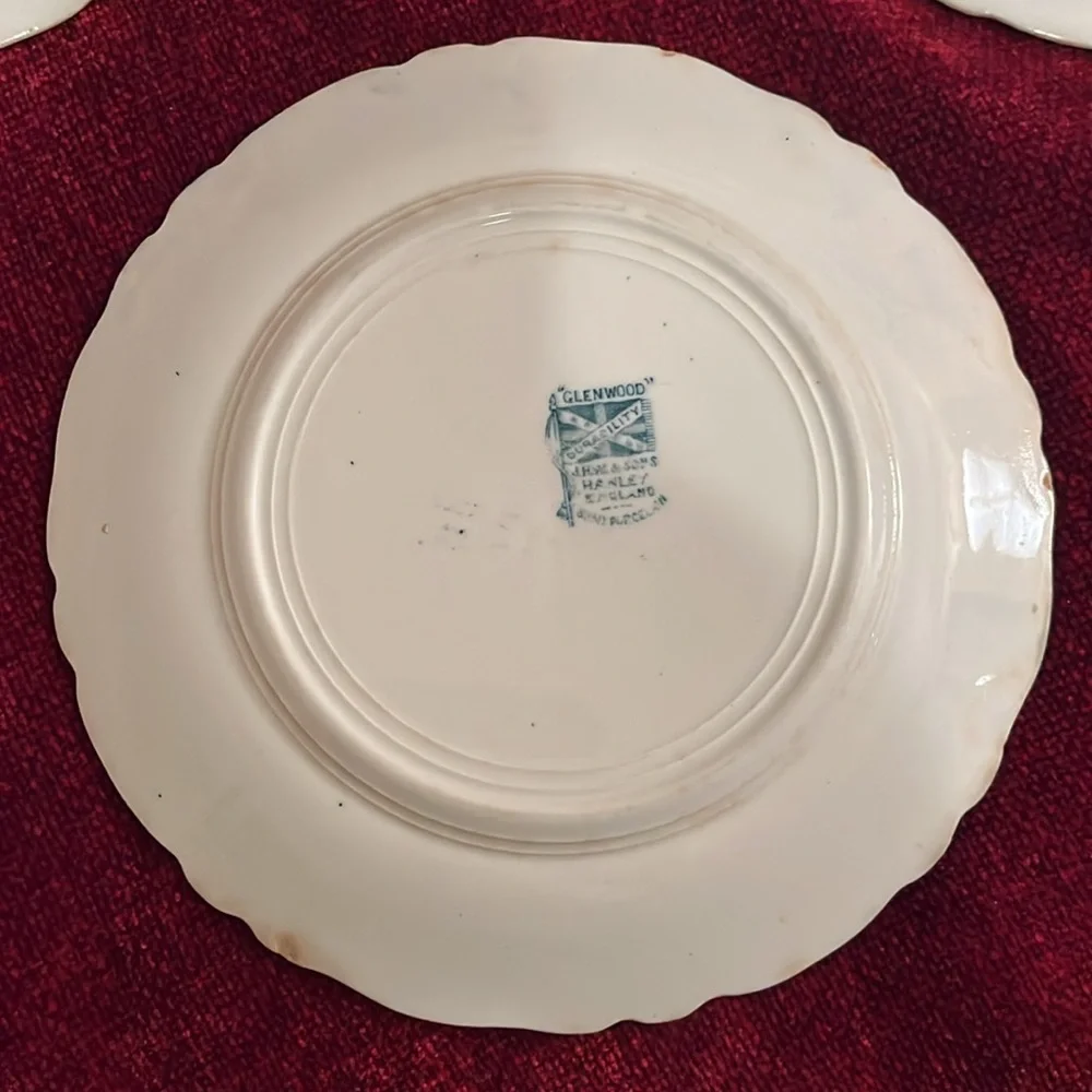 Vintage Glenwood 7” Semi-Porcelain Plates Set of 3 J.H.W. & Sons Hanley, England